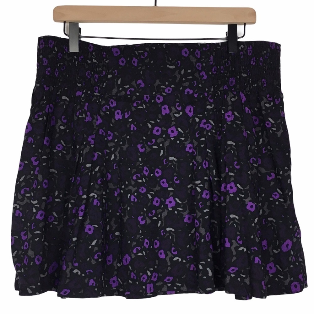 GAP Skirt Mini Animal Print Floral Leopard Cheetah Ruched Stretchy Size Large